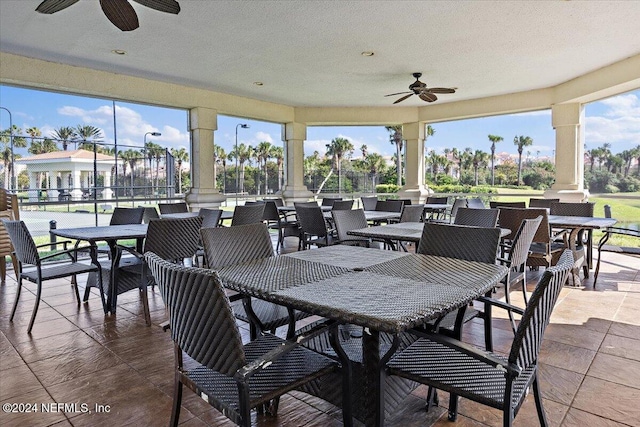 view of patio / terrace featuring ceiling fan