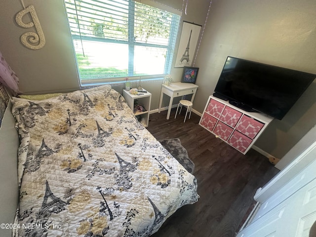 bedroom featuring dark hardwood / wood-style flooring