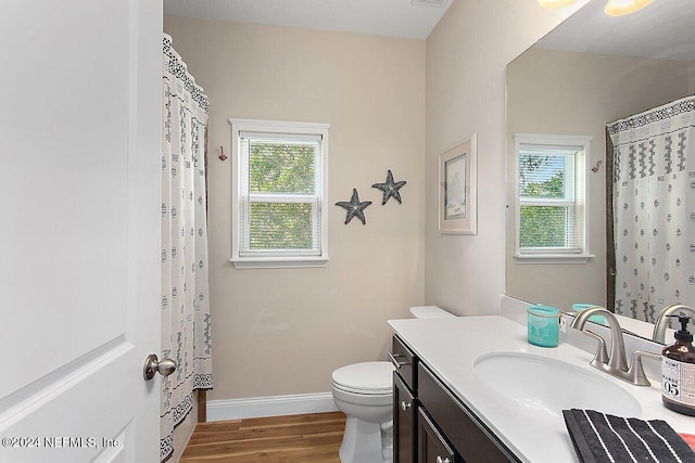 136 Pescado Dr, Saint Augustine, FL 32095 - bathroom with plenty of natural light, wood finished floors, toilet, and vanity