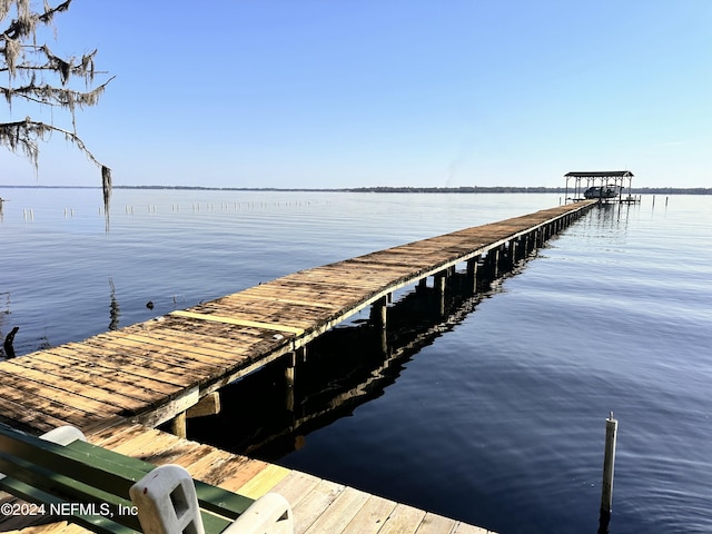 view of dock featuring a water view