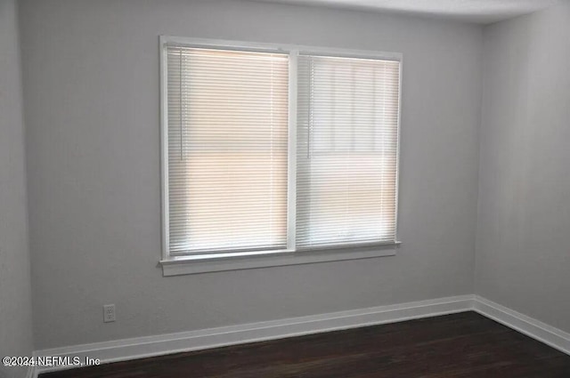 spare room featuring dark hardwood / wood-style floors and a healthy amount of sunlight