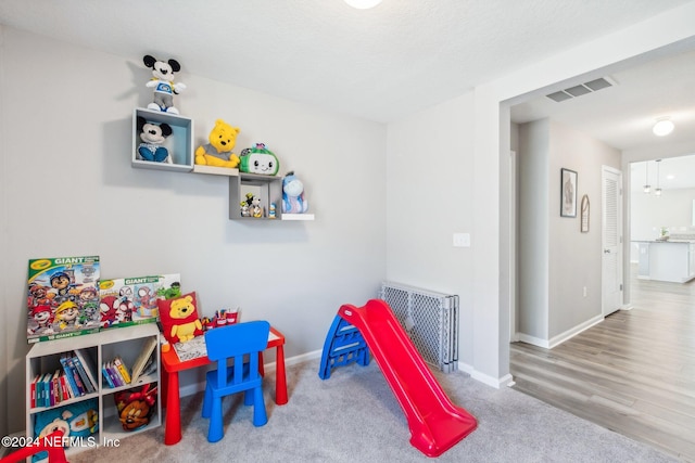 rec room with wood-type flooring