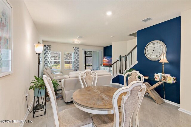 dining room with light tile patterned floors