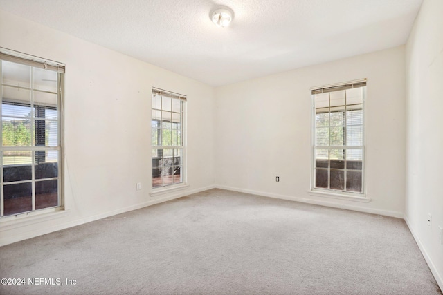 carpeted spare room featuring a textured ceiling