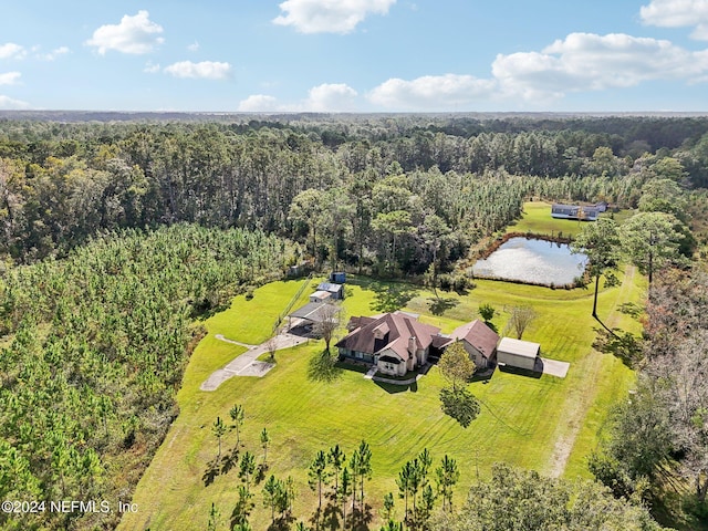 bird's eye view with a water view and a rural view