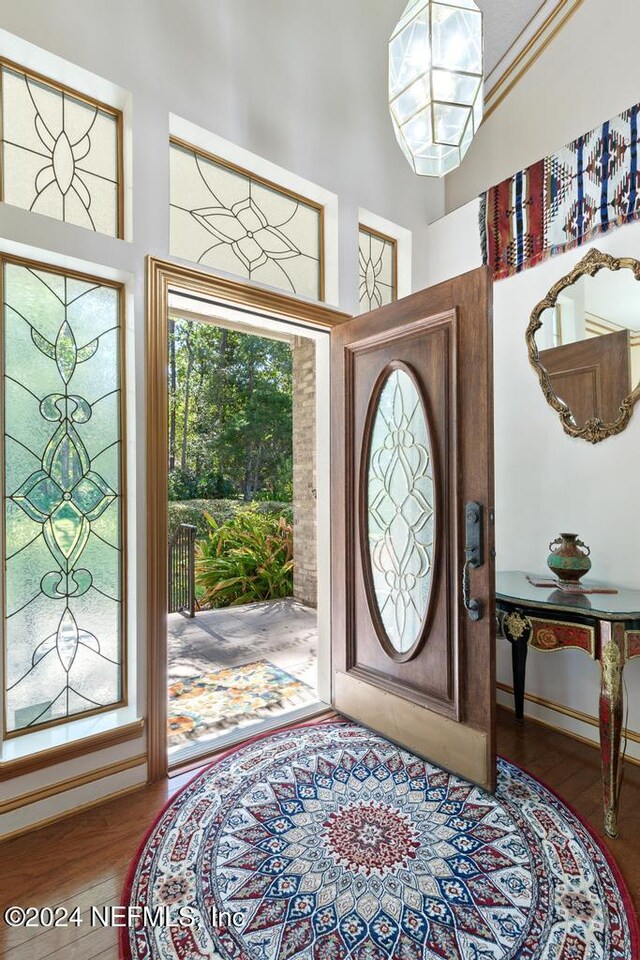 entrance foyer with hardwood / wood-style flooring