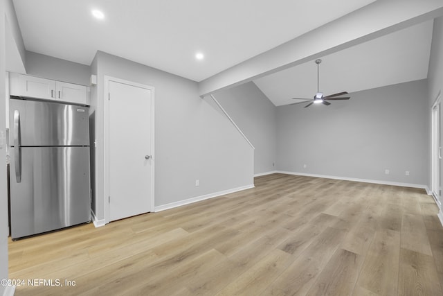 unfurnished living room featuring light hardwood / wood-style floors and ceiling fan