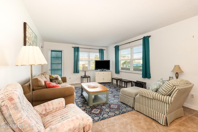 view of tiled living room