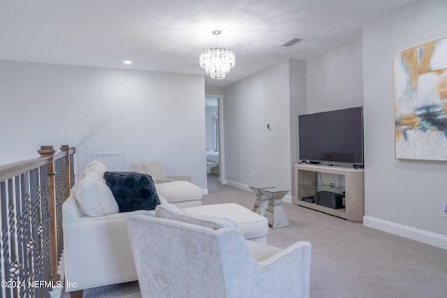 95 Caribbean Pl, Saint Johns, FL 32259 - living area featuring an inviting chandelier, baseboards, light carpet, and visible vents