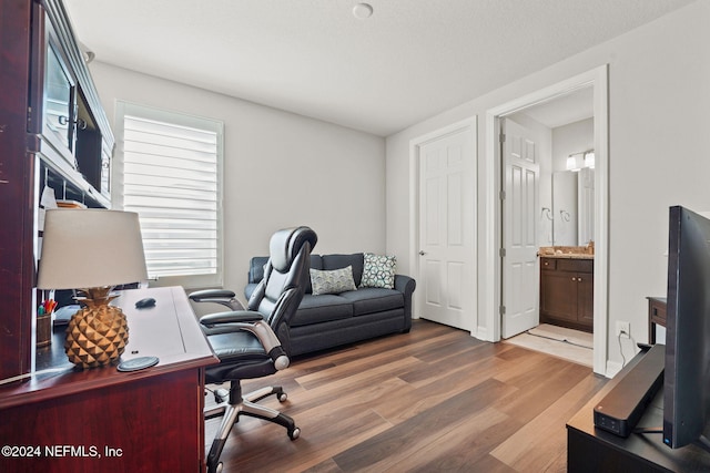 office featuring wood finished floors and plenty of natural light