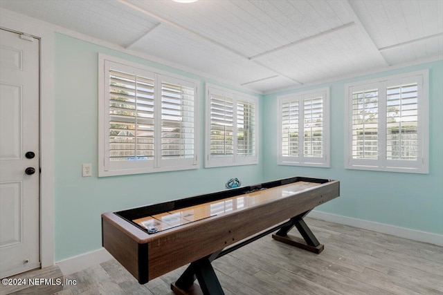 game room featuring light hardwood / wood-style flooring