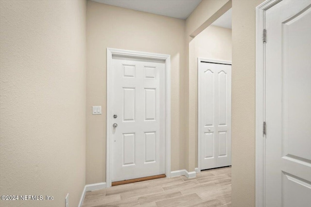 entryway with light hardwood / wood-style floors