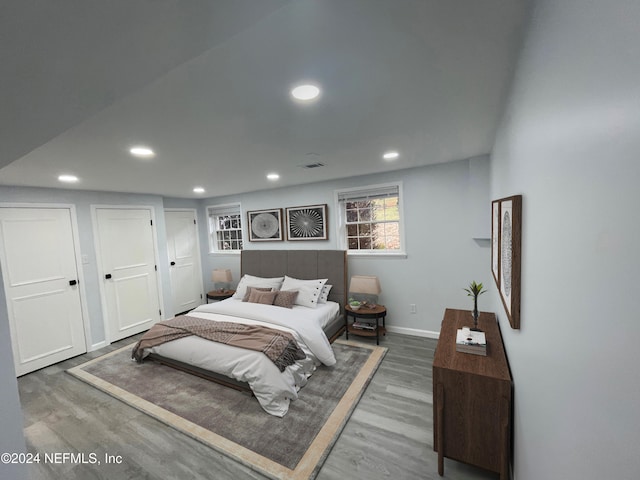 bedroom featuring wood-type flooring