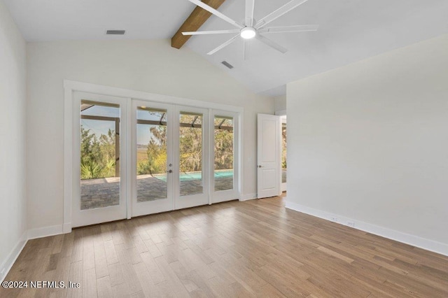 96613 Bay View Dr, Fernandina Beach, FL 32034 - empty room featuring french doors, wood finished floors, ceiling fan, and baseboards