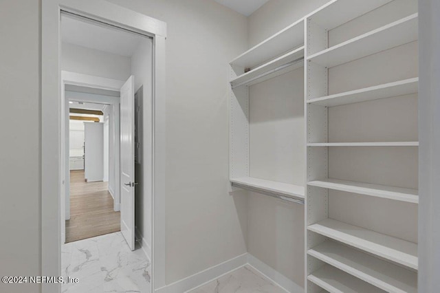 spacious closet with light hardwood / wood-style flooring