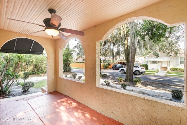 view of patio / terrace featuring ceiling fan