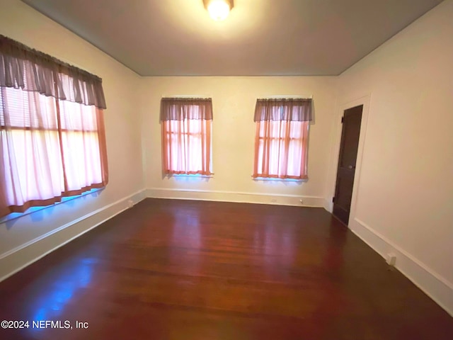 spare room with wood-type flooring