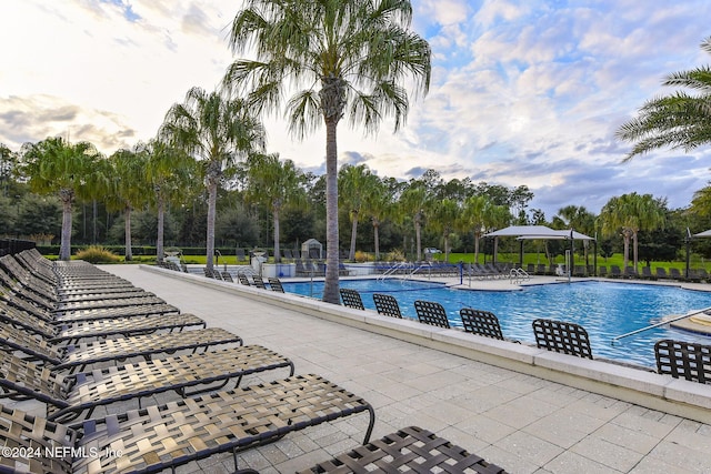 view of swimming pool featuring a patio