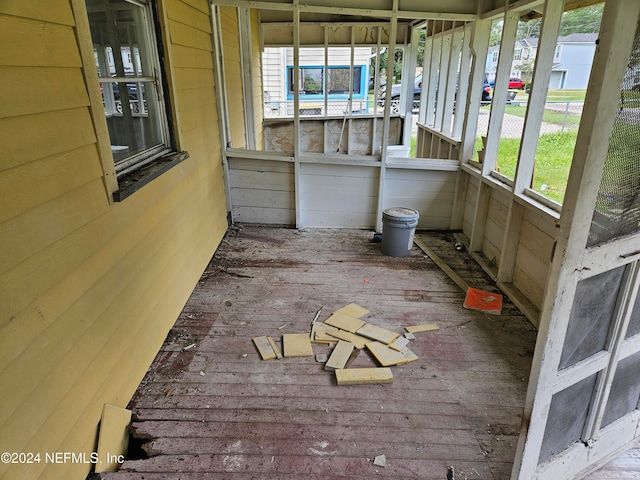 view of unfurnished sunroom