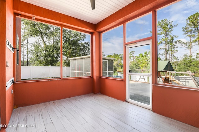 view of unfurnished sunroom