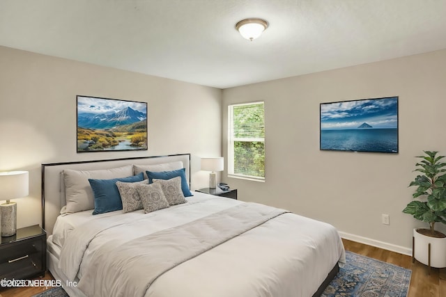 bedroom featuring dark hardwood / wood-style flooring