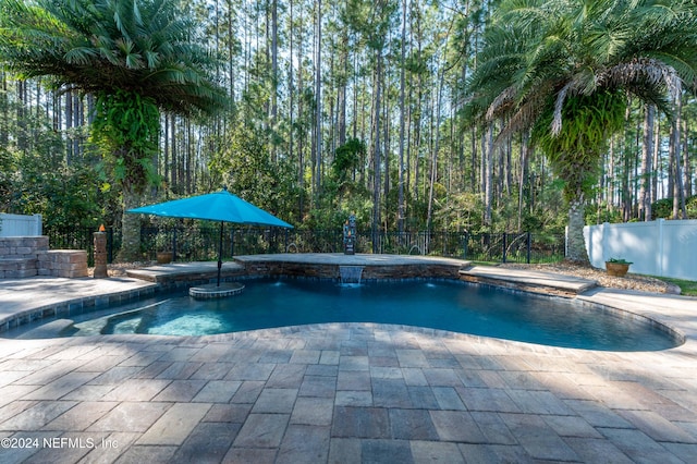 view of swimming pool with a patio area and a jacuzzi