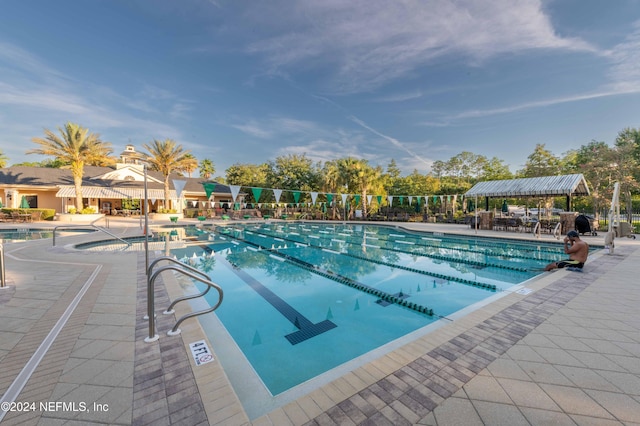 view of pool featuring a gazebo