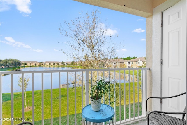 balcony with a water view