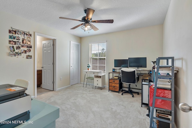 488 Coastline Way, Saint Augustine, FL 32092 - carpeted office space featuring ceiling fan, a textured ceiling, and baseboards