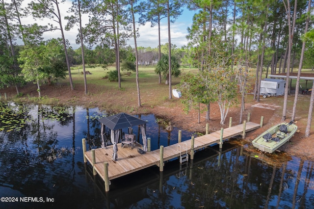 dock area featuring a water view