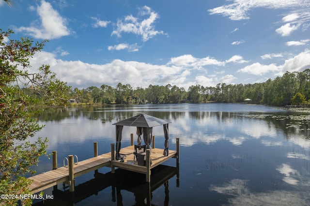 view of dock featuring a water view