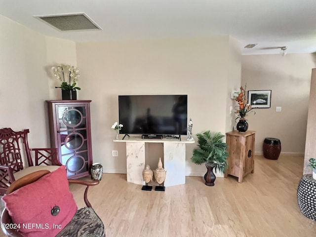 living room featuring light wood-type flooring