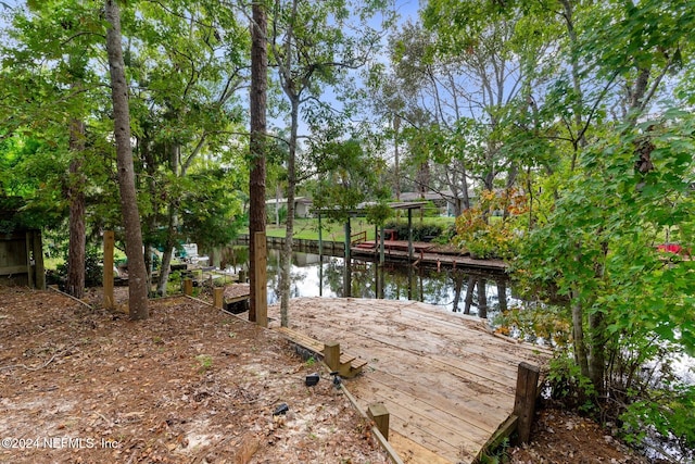 view of dock featuring a water view