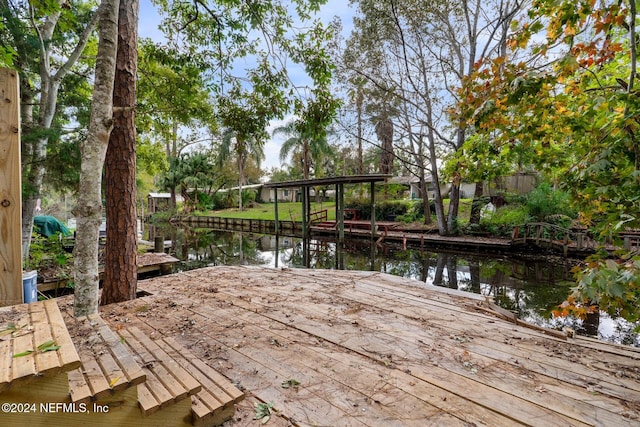 view of dock featuring a water view