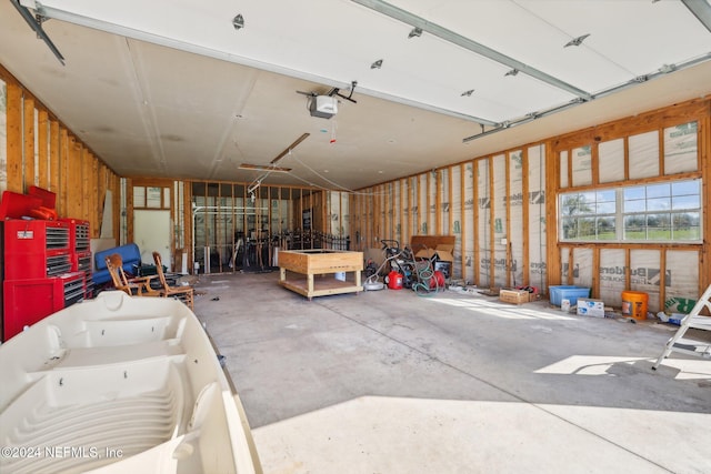 garage with a garage door opener