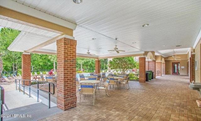 view of patio with ceiling fan