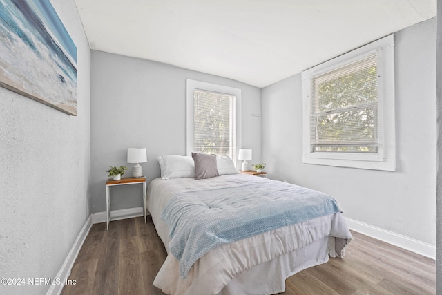 bedroom with hardwood / wood-style flooring