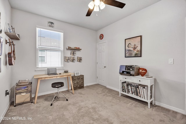 647 La Mancha Dr, Saint Augustine, FL 32086 - carpeted home office featuring ceiling fan and baseboards