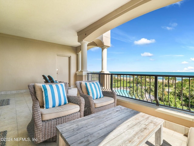 balcony with a water view