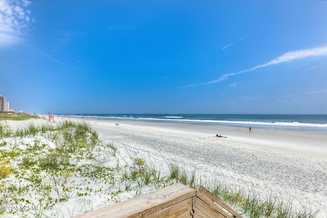 property view of water featuring a view of the beach