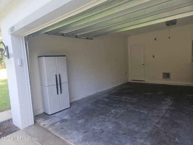 garage with a garage door opener