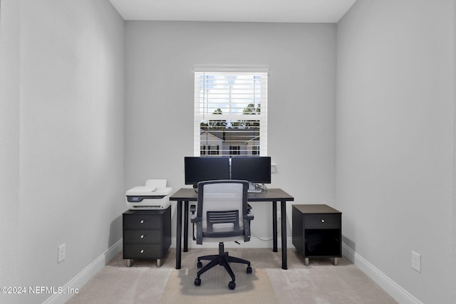 view of carpeted office space