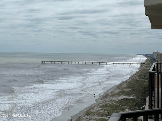 view of water feature featuring a beach view