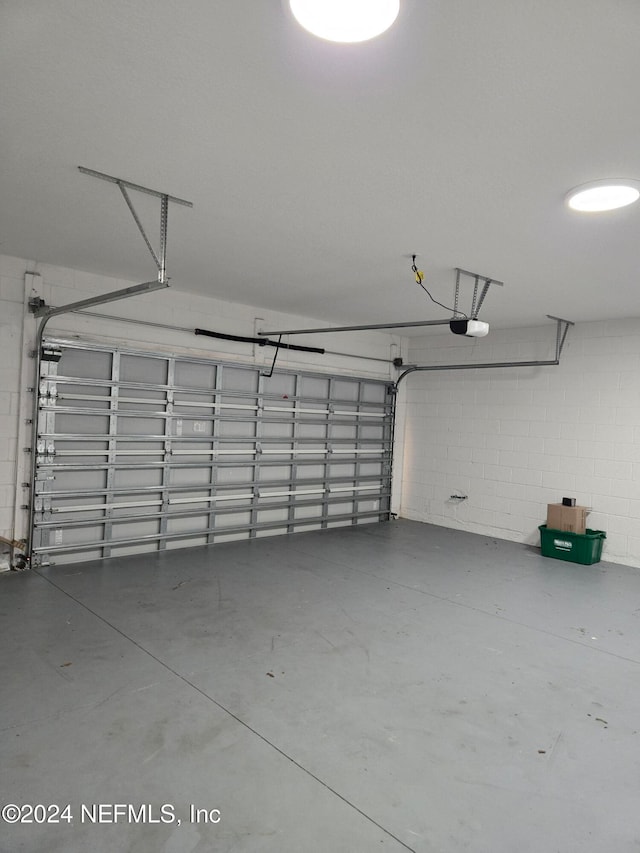 garage with a garage door opener