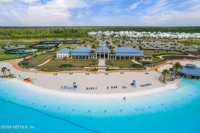 aerial view with a view of the beach