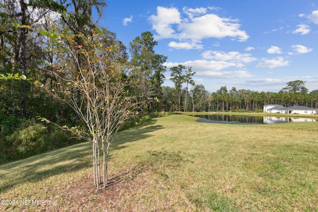 view of yard featuring a water view