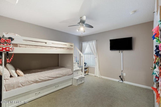 bedroom with carpet flooring and ceiling fan