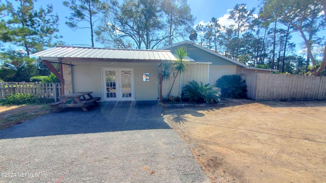 view of front of property with french doors