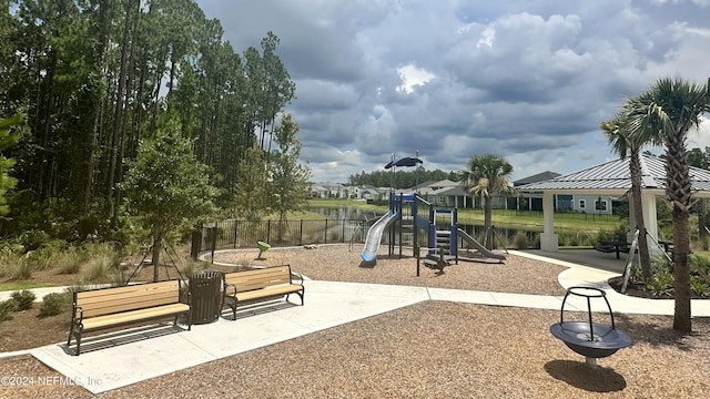 view of jungle gym with a gazebo