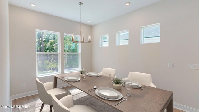 345 Palomar Dr, Saint Johns, FL 32259 - dining room featuring a chandelier, wood finished floors, and recessed lighting